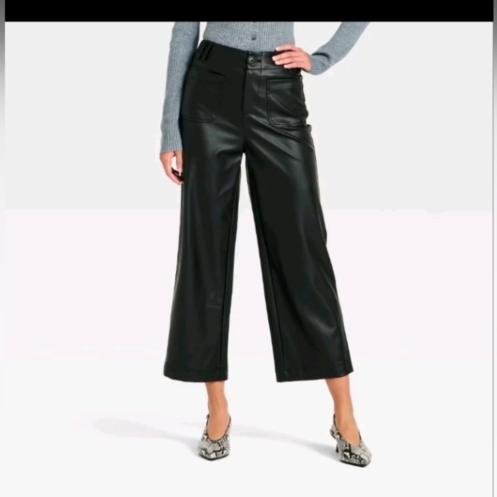 A New Day Women's Faux Leather Sailor Pants Black